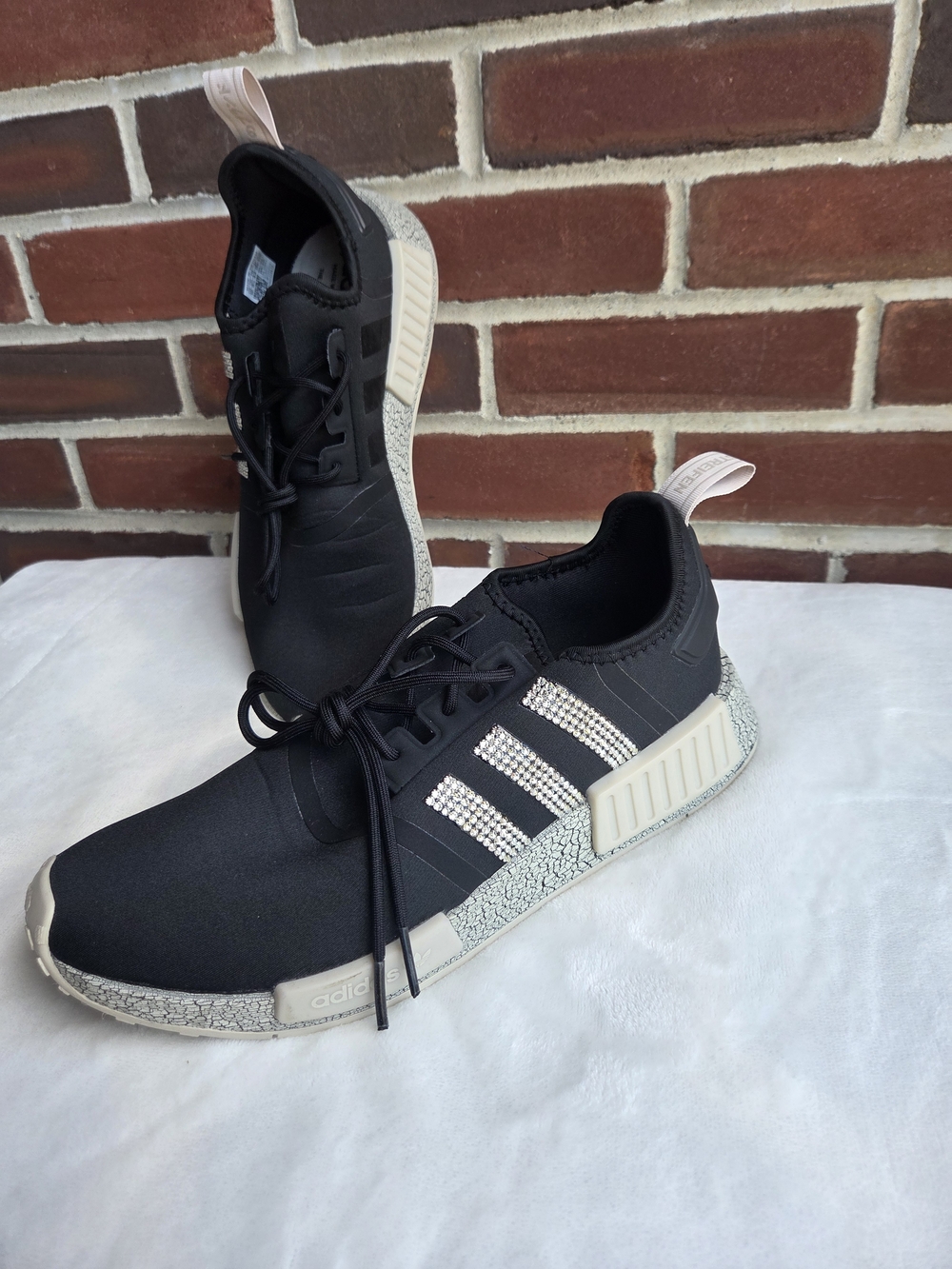 Adidas NMD Men’s 10 Custom Rhinestone Crystal Black Sneakers